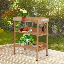 Outsunny Gärtnertisch Mit Metall-Arbeitsfläche 76 X 37 X 89 Cm (LxBxH) | Pflanztisch Blumentisch Holzpflanztisch Gartentisch -Zipper Geschäft 8600336600 845 211 prod 003