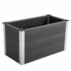 Outsunny Blumenkübel Grau 100 X 50 X 50 Cm (LxBxH) | Pflanzkasten Wetterfester Blumenkasten Garten