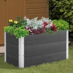 Outsunny Blumenkübel Grau 100 X 50 X 50 Cm (LxBxH) | Pflanzkasten Wetterfester Blumenkasten Garten -Zipper Geschäft 8600336600 845 227V01 prod 003