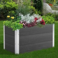 Outsunny Blumenkübel Grau 100 X 50 X 50 Cm (LxBxH) | Pflanzkasten Wetterfester Blumenkasten Garten -Zipper Geschäft 8600336600 845 227V01 prod 004