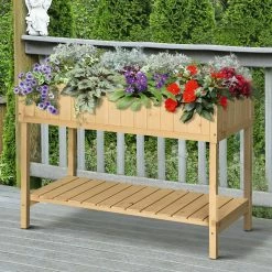 Outsunny Pflanztisch Mit 6 Fächer Natur 120 X 60 X 22 Cm (LxBxH) | Hochbeet Anzuchttisch Mit Abfluss & Ablage Garten -Zipper Geschäft 8600336600 845 238 prod 003