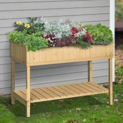 Outsunny Pflanztisch Mit 6 Fächer Natur 120 X 60 X 22 Cm (LxBxH) | Hochbeet Anzuchttisch Mit Abfluss & Ablage Garten -Zipper Geschäft 8600336600 845 238 prod 004