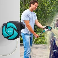 DURHAND Schlauchtrommel Mit Multibrause Grün, Schwarz 29,5 X 16,5 X 33 Cm (LxBxH) | Schlauchaufroller Wasserschlauchtrommel Aufroller -Zipper Geschäft 8600336600 845 260 prod 003