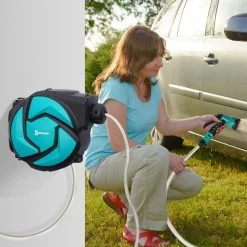 DURHAND Schlauchtrommel Mit Multibrause Grün, Schwarz 29,5 X 16,5 X 33 Cm (LxBxH) | Schlauchaufroller Wasserschlauchtrommel Aufroller -Zipper Geschäft 8600336600 845 260 prod 004