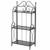 Outsunny Gartenregal Mit 3 Ablagen Schwarz 56 X 30 X 114 Cm (LxBxH) | Standregal Metallregal Aufbewahrungsregal Pflanzregal