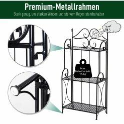 Outsunny Gartenregal Mit 3 Ablagen Schwarz 56 X 30 X 114 Cm (LxBxH) | Standregal Metallregal Aufbewahrungsregal Pflanzregal -Zipper Geschäft 8600336600 845 268 prod 006