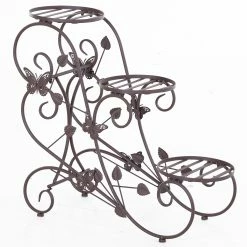 Outsunny Dreistufiges Blumenständer Bronze 75 X 28 X 66 Cm (LxBxH) | Pflanzregal Pflanzenständer Blumenregal Gartenregal