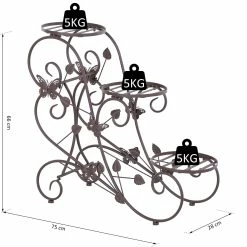 Outsunny Dreistufiges Blumenständer Bronze 75 X 28 X 66 Cm (LxBxH) | Pflanzregal Pflanzenständer Blumenregal Gartenregal -Zipper Geschäft 8600336600 845 284 prod 005