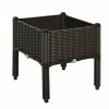 Outsunny Hochbeet In Rattan-Optik Dunkelbraun 40 X 40 X 44 Cm (LxBxH) | Kräuterbeet Pflanzkasten Blumenkasten Gartenbeet