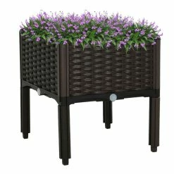Outsunny Hochbeet In Rattan-Optik Dunkelbraun 40 X 40 X 44 Cm (LxBxH) | Kräuterbeet Pflanzkasten Blumenkasten Gartenbeet -Zipper Geschäft 8600336600 845 290 prod 002