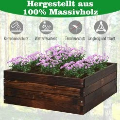 Outsunny Quadratisches Hochbeet Dunkelbraun 60 X 60 X 23 Cm (LxBxH) | Kräuterbeet Pflanzkasten Gemüsebeet Blumenbeet -Zipper Geschäft 8600336600 845 295 prod 006