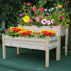 Outsunny Hochbeet 2 Stufen Natur 114 X 115 X 76 Cm (BxTxH) | Kräuterbeet Pflanzkasten Blumenkasten Gartenbeet -Zipper Geschäft 8600336600 845 321 prod 004