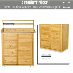 Outsunny Gärtnertisch Mit Stauraum Und Arbeitsfläche Braun 87 X 45 X 120 (LxBxH) | Pflanztisch Mit Stauraum Blumentisch Geräteschrank -Zipper Geschäft 8600336600 845 358 prod 005