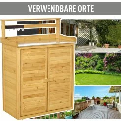 Outsunny Gärtnertisch Mit Stauraum Und Arbeitsfläche Braun 87 X 45 X 120 (LxBxH) | Pflanztisch Mit Stauraum Blumentisch Geräteschrank -Zipper Geschäft 8600336600 845 358 prod 006