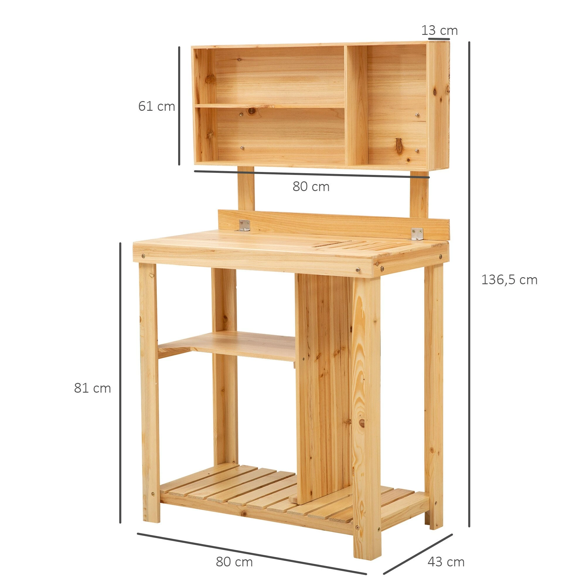 Outsunny Gärtnertisch Mit Ablage Natur 80 X 43 X 136,5 Cm (BxTxH) | Pflanztisch Blumentisch Arbeitstisch Gartentisch 5 Outsunny Gärtnertisch Mit Ablage Natur 80 X 43 X 136,5 Cm (BxTxH) | Pflanztisch Blumentisch Arbeitstisch Gartentisch – Bild 5