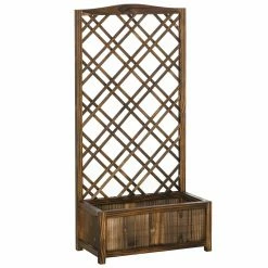 Outsunny Planzkasten Mit Rankgitter 60 X 30 X 122,5 Cm (BxTxH) | Holzgitter Kletterpflanze Blumenkasten Rosengitter