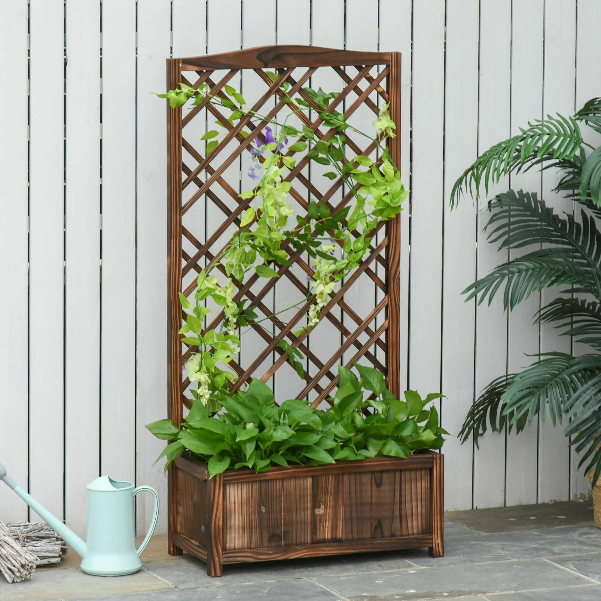 Outsunny Planzkasten Mit Rankgitter 60 X 30 X 122,5 Cm (BxTxH) | Holzgitter Kletterpflanze Blumenkasten Rosengitter 3 Outsunny Planzkasten Mit Rankgitter 60 X 30 X 122,5 Cm (BxTxH) | Holzgitter Kletterpflanze Blumenkasten Rosengitter – Bild 3