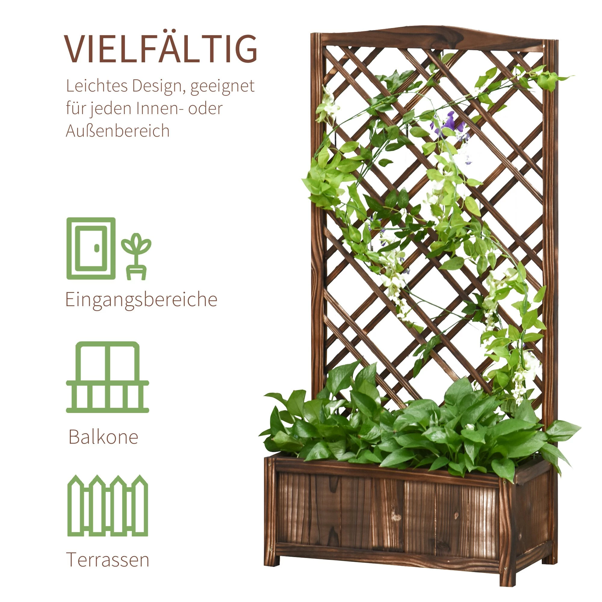Outsunny Planzkasten Mit Rankgitter 60 X 30 X 122,5 Cm (BxTxH) | Holzgitter Kletterpflanze Blumenkasten Rosengitter 6 Outsunny Planzkasten Mit Rankgitter 60 X 30 X 122,5 Cm (BxTxH) | Holzgitter Kletterpflanze Blumenkasten Rosengitter – Bild 6