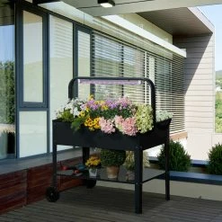 Outsunny Hochbeet Mit LED-Licht Und Rädern Dunkelgrau 90 X 51 X 100 Cm (BxTxH) | Kräuterbeet Pflanzkasten Blumenkasten Pflanzenkübel -Zipper Geschäft 8600336600 845 395 prod 004