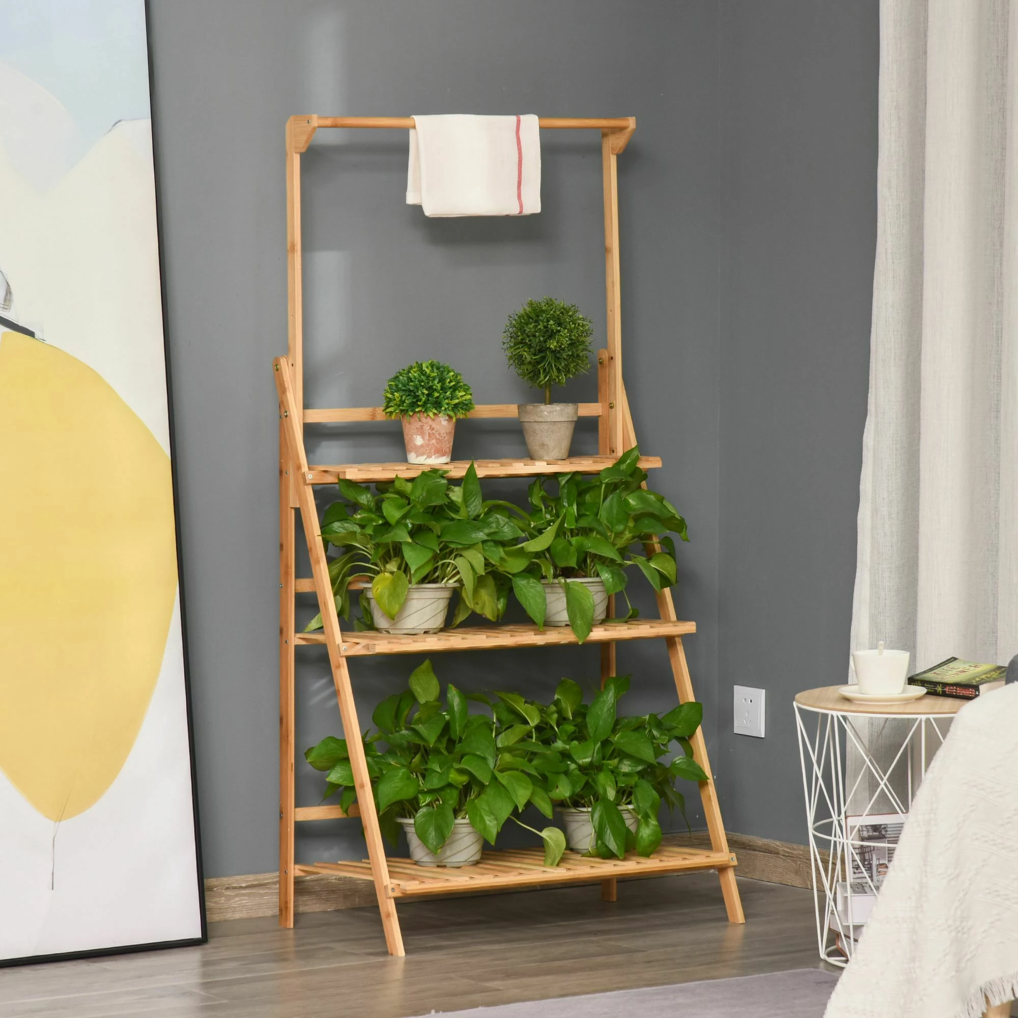 Outsunny Pflanzentreppe Mit 3 Stufen Natur 70 X 40 X 103-143 Cm (BxTxH) | Blumenregal Blumenbank Blumentreppe Blumenständer 4 Outsunny Pflanzentreppe Mit 3 Stufen Natur 70 X 40 X 103-143 Cm (BxTxH) | Blumenregal Blumenbank Blumentreppe Blumenständer – Bild 4