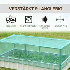 Outsunny Gartenbeet Mit Netzabdeckung Weiß, Grün 174 X 90 X 70 Cm (LxBxH) | Kräuterbeet Pflanzkasten Blumenkasten Gartenkräuter -Zipper Geschäft 8600336600 845 447 prod 006