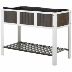 Outsunny Hochbeet Weiß, Grau 119 X 57 X 89 Cm (BxTxH) | Gewächshaus Gartenbeet Hochbeet Frühbeet
