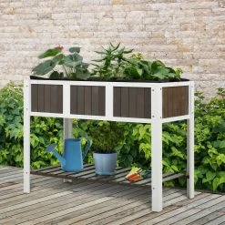 Outsunny Hochbeet Weiß, Grau 119 X 57 X 89 Cm (BxTxH) | Gewächshaus Gartenbeet Hochbeet Frühbeet -Zipper Geschäft 8600336600 845 473 prod 003