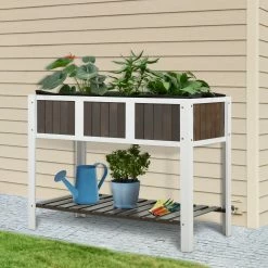 Outsunny Hochbeet Weiß, Grau 119 X 57 X 89 Cm (BxTxH) | Gewächshaus Gartenbeet Hochbeet Frühbeet -Zipper Geschäft 8600336600 845 473 prod 004