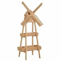 Outsunny Pflanzenregal In Windmühlen Optik Natur 80 X 44 X 154 Cm (BxTxH) | Pflanzenständer, Pflanzregal, Gartenregal, Blumenständer