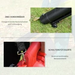 Outsunny Laubgebläse 3000 W Starkes Laubgebläse, 3-in-1 Funktion, 45-Liter-Fangsack Rot 118 X 17 X 29 Cm (LxBxH) | Vakuumgebläse Laubbläser Blätter Abfall -Zipper Geschäft 8600336600 845 488V90 prod 006