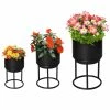 Outsunny Blumenständer Set Mit Abflusslöcher Schwarz Ø22 X 41H Cm | Blumenständer Blumentopf Pflanzenständer Blumenhocker