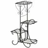 Outsunny Blumenregal Mit 4 Ebenen Und Ornamenten Schwarz 45L X 24,5B X 80H Cm | Pflanzenständer Pflanzenregale