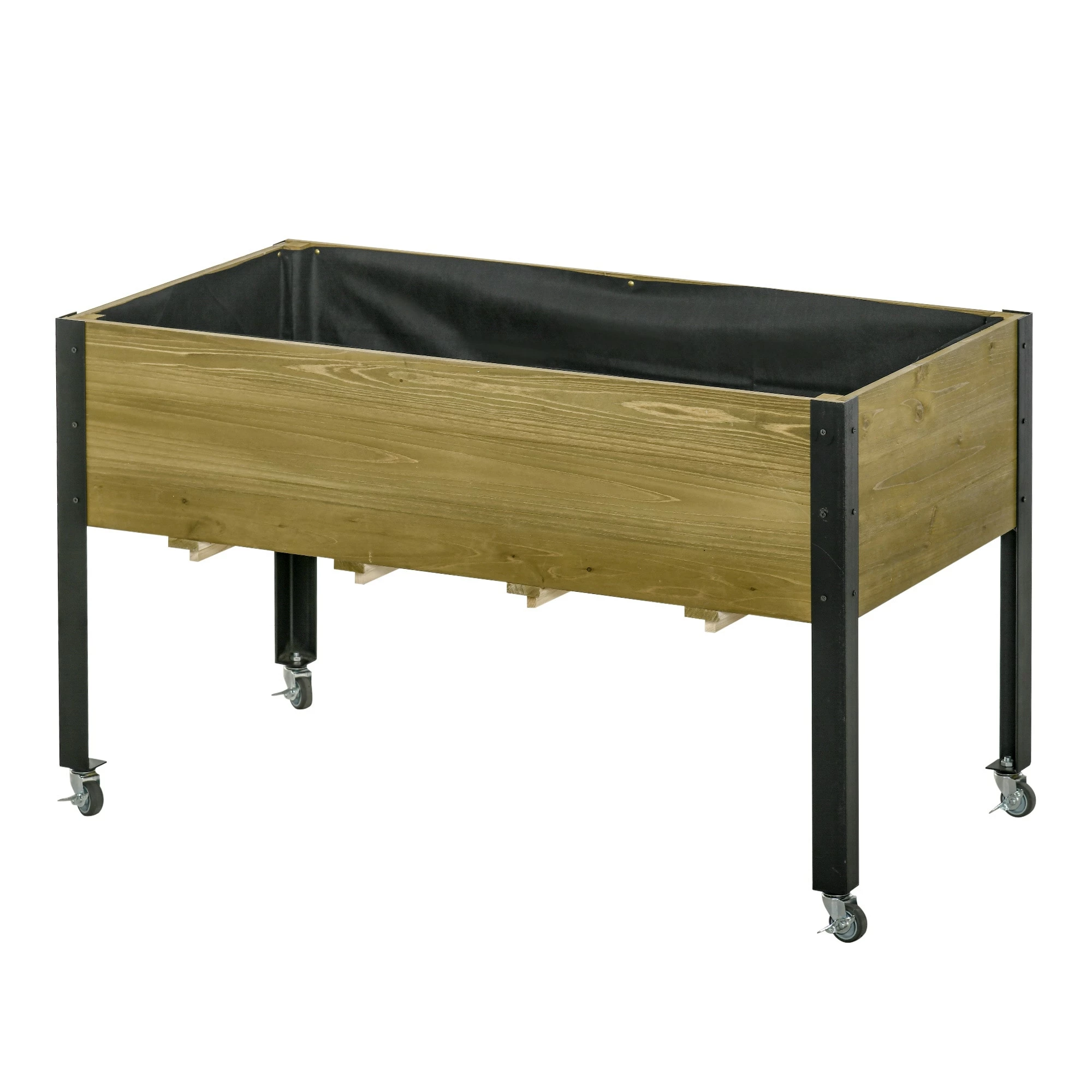 Outsunny Hochbeet Mit Rädern Braun 120L X 60,5B X 66H Cm | Pflanztisch Hochbeet Pflanzkasten Mit Rollen Blumenkasten 2 Outsunny Hochbeet Mit Rädern Braun 120L X 60,5B X 66H Cm | Pflanztisch Hochbeet Pflanzkasten Mit Rollen Blumenkasten – Bild 2