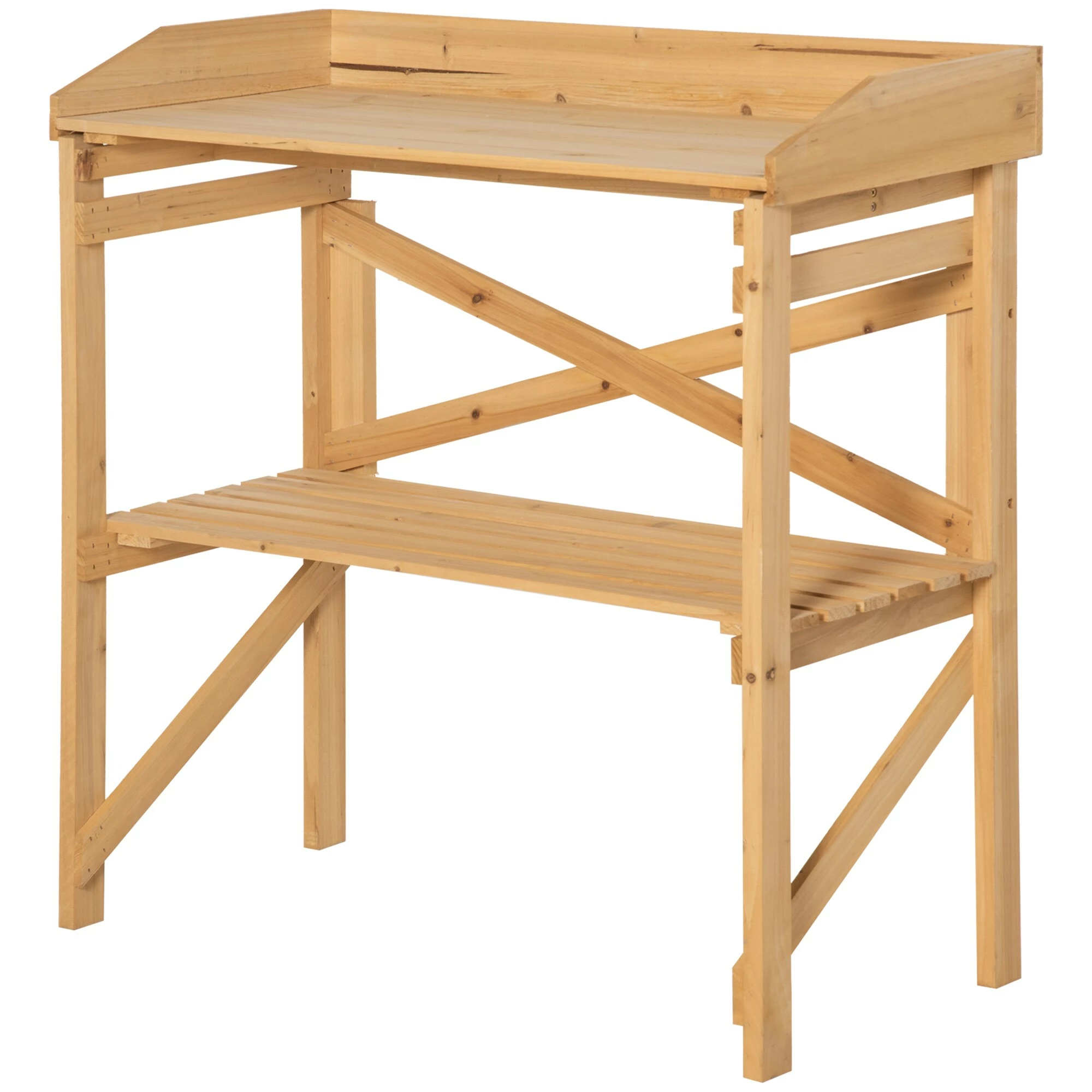 Outsunny Pflanztisch Mit Schutzkante Braun 80 X 40 X 84 Cm | Ablagefläche Gärtnertisch Garten Holz Hellbraun 2 Outsunny Pflanztisch Mit Schutzkante Braun 80 X 40 X 84 Cm | Ablagefläche Gärtnertisch Garten Holz Hellbraun – Bild 2