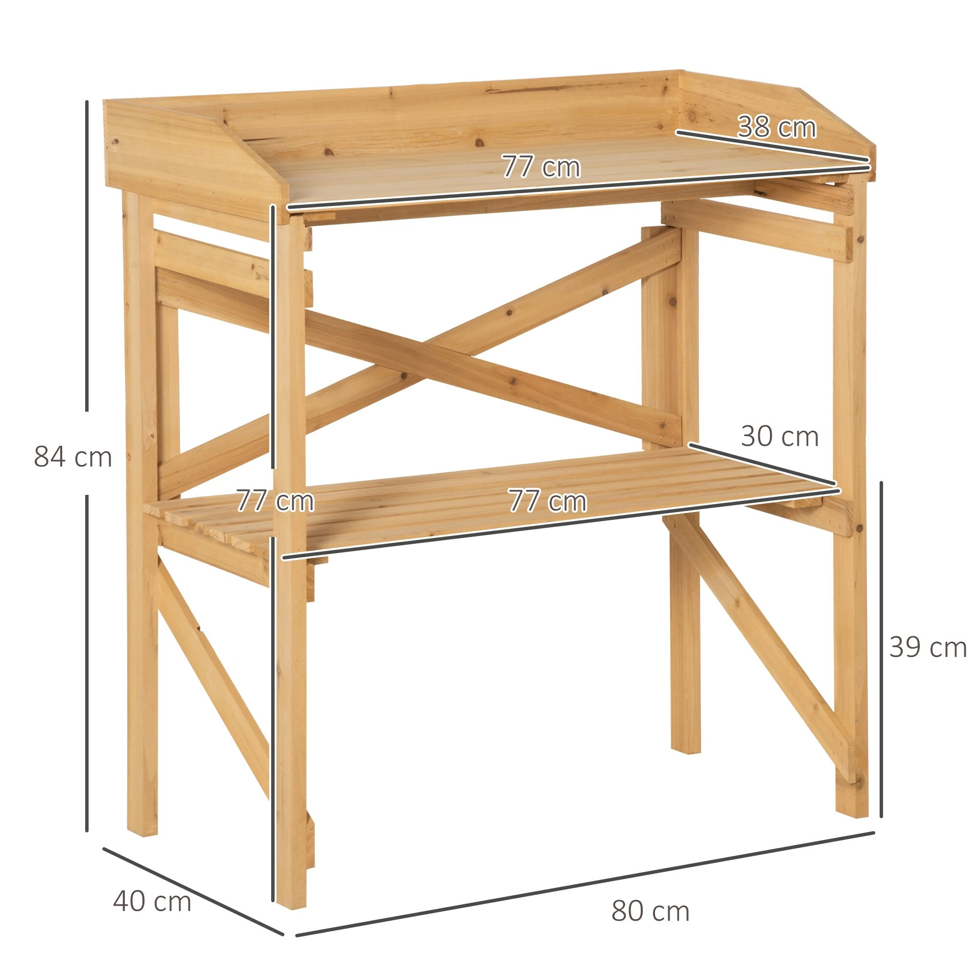 Outsunny Pflanztisch Mit Schutzkante Braun 80 X 40 X 84 Cm | Ablagefläche Gärtnertisch Garten Holz Hellbraun 5 Outsunny Pflanztisch Mit Schutzkante Braun 80 X 40 X 84 Cm | Ablagefläche Gärtnertisch Garten Holz Hellbraun – Bild 5