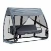 Outsunny Hollywoodschaukel Mit Seitenwänden Grau 240 X 140 X 197 Cm (LxBxH) | Gartenschaukel Schaukelbank 3-Sitzer Gartenmöbel