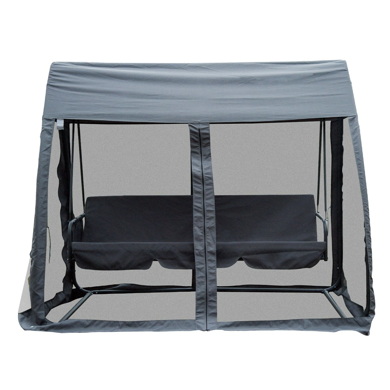 Outsunny Hollywoodschaukel Mit Seitenwänden Grau 240 X 140 X 197 Cm (LxBxH) | Gartenschaukel Schaukelbank 3-Sitzer Gartenmöbel 2 Outsunny Hollywoodschaukel Mit Seitenwänden Grau 240 X 140 X 197 Cm (LxBxH) | Gartenschaukel Schaukelbank 3-Sitzer Gartenmöbel – Bild 2