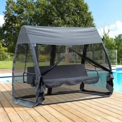 Outsunny Hollywoodschaukel Mit Seitenwänden Grau 240 X 140 X 197 Cm (LxBxH) | Gartenschaukel Schaukelbank 3-Sitzer Gartenmöbel 8 Outsunny Hollywoodschaukel Mit Seitenwänden Grau 240 X 140 X 197 Cm (LxBxH) | Gartenschaukel Schaukelbank 3-Sitzer Gartenmöbel -Zipper Geschäft 8600336600 84A 063 prod 003