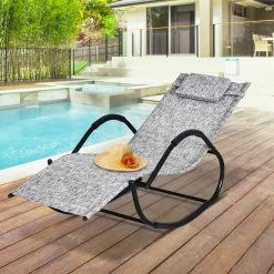 Outsunny Schaukelliege Mit Kopfkissen 160 X 61 X 79 Cm (LxBxH) | Sonnenliege Strandliege Gartenliege Relaxliege -Zipper Geschäft 8600336600 84A 120GY prod 004