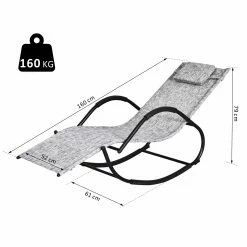 Outsunny Schaukelliege Mit Kopfkissen 160 X 61 X 79 Cm (LxBxH) | Sonnenliege Strandliege Gartenliege Relaxliege -Zipper Geschäft 8600336600 84A 120GY prod 005