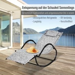 Outsunny Schaukelliege Mit Kopfkissen 160 X 61 X 79 Cm (LxBxH) | Sonnenliege Strandliege Gartenliege Relaxliege -Zipper Geschäft 8600336600 84A 120GY prod 006