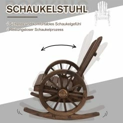 Outsunny Schaukelstuhl Im Wagenrad-Design Dunkelbraun 88 X 68 X 97 Cm (LxBxH) | Holzstuhl Relaxstuhl Gartenstuhl Gartenmöbel -Zipper Geschäft 8600336600 84A 126 prod 005
