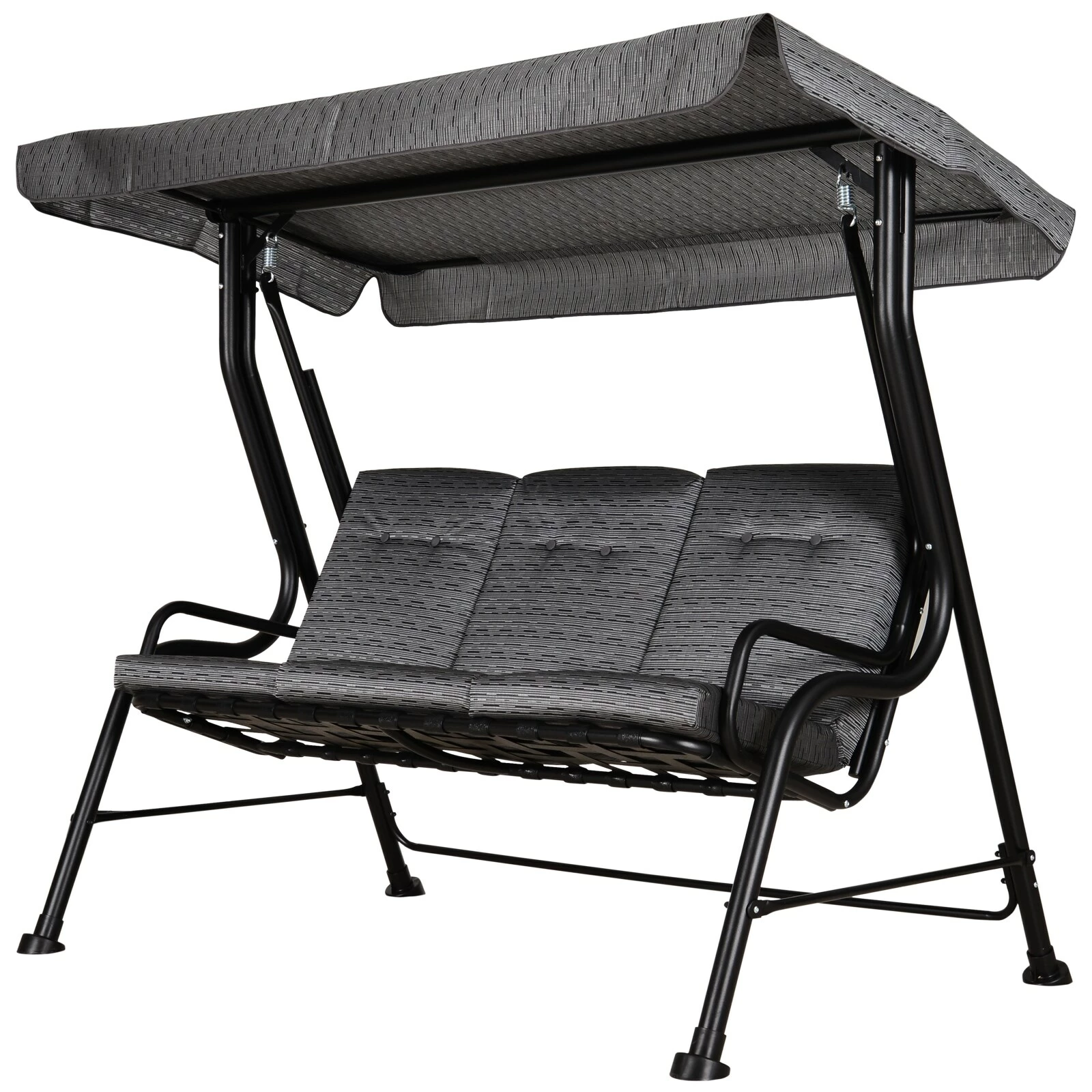 Outsunny Hollywoodschaukel Als 3-Sitzer Schwarz 200 X 120 X 170 Cm (BxTxH) | Schaukelbank Bank Mit Sonnendach Gartenschaukel 2 Outsunny Hollywoodschaukel Als 3-Sitzer Schwarz 200 X 120 X 170 Cm (BxTxH) | Schaukelbank Bank Mit Sonnendach Gartenschaukel – Bild 2