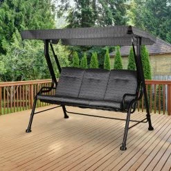 Outsunny Hollywoodschaukel Als 3-Sitzer Schwarz 200 X 120 X 170 Cm (BxTxH) | Schaukelbank Bank Mit Sonnendach Gartenschaukel 9 Outsunny Hollywoodschaukel Als 3-Sitzer Schwarz 200 X 120 X 170 Cm (BxTxH) | Schaukelbank Bank Mit Sonnendach Gartenschaukel -Zipper Geschäft 8600336600 84A 140BK prod 004