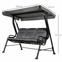 Outsunny Hollywoodschaukel Als 3-Sitzer Schwarz 200 X 120 X 170 Cm (BxTxH) | Schaukelbank Bank Mit Sonnendach Gartenschaukel 10 Outsunny Hollywoodschaukel Als 3-Sitzer Schwarz 200 X 120 X 170 Cm (BxTxH) | Schaukelbank Bank Mit Sonnendach Gartenschaukel -Zipper Geschäft 8600336600 84A 140BK prod 005