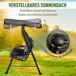 Outsunny Hollywoodschaukel Als 3-Sitzer Schwarz 200 X 120 X 170 Cm (BxTxH) | Schaukelbank Bank Mit Sonnendach Gartenschaukel 11 Outsunny Hollywoodschaukel Als 3-Sitzer Schwarz 200 X 120 X 170 Cm (BxTxH) | Schaukelbank Bank Mit Sonnendach Gartenschaukel -Zipper Geschäft 8600336600 84A 140BK prod 006