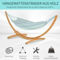 Outsunny Hängemattengestell Für Hängematte Natur 320 X 120 X 120 Cm (BxTxH) | Gestell Für Hängematten Hängemattenständer Garten -Zipper Geschäft 8600336600 84A 157 prod 006