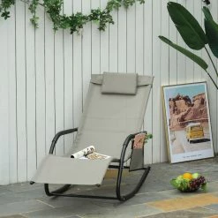 Outsunny Schaukelstuhl Atmungsaktive Mesh-Gewebe 150 X 62 X 88 Cm (LxBxH) | Schwingsessel Schaukelliege Gartenliege Relaxstuhl -Zipper Geschäft 8600336600 84A 160GY prod 003