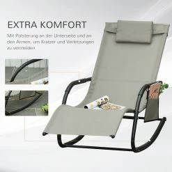 Outsunny Schaukelstuhl Atmungsaktive Mesh-Gewebe 150 X 62 X 88 Cm (LxBxH) | Schwingsessel Schaukelliege Gartenliege Relaxstuhl -Zipper Geschäft 8600336600 84A 160GY prod 006