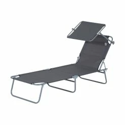 Outsunny Sonnenliege Mit Sonnenschutz 187 X 58 X 27 Cm (LxBxH) | Gartenliege Wellnessliege Strandliege Klappbar